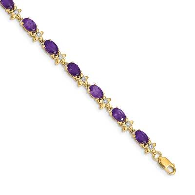 Floral Diamond Amethyst Bracelet 14k Gold BM4495-AM-010-YA, MPN: BM4495-AM-010-YA, 883957372709