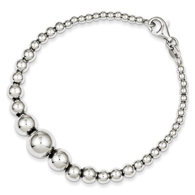 7.25 Inch Graduated Round Bead Bracelet Sterling Silver Polished QH4964-7.25, MPN: QH4964-7.25, 191…