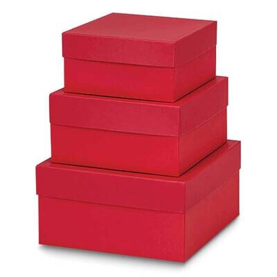 Red Pack of 3 Nested 6.25in 7.25in and 8.25in Gift Boxes JT5101, MPN: JT5101,
