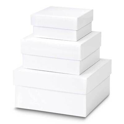 White Pack of 3 Nested 3.25in 4.25in and 5.25in Gift Boxes JT5098, MPN: JT5098,