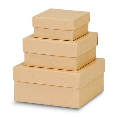 Natural Brown Kraft Pack of 3 Nested 3.25in 4.25in and 5.25in Gift Boxes JT5100, MPN: JT5100,