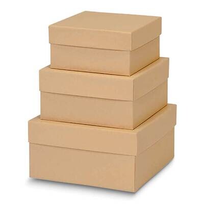 Natural Brown Kraft Pack of 3 Nested 6.25in 7.25in and 8.25in Gift Boxes JT5099, MPN: JT5099,