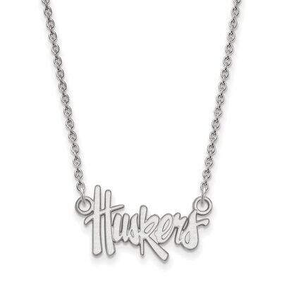 University of Nebraska Small Pendant with Chain Necklace 10k White Gold 1W009UNE-18, MPN: 1W009UNE-…