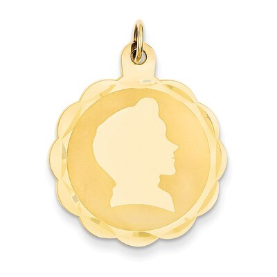 Boy Head on .011 Gauge Engravable Scalloped Disc Charm 14k Gold XM85/11, MPN: XM85/11, 883957379050