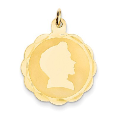 Boy Head on .013 Gauge Engravable Scalloped Disc Charm 14k Gold XM85/13, MPN: XM85/13, 883957379067