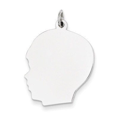 Plain Large Facing Left Engravable Boy Charm 14k White Gold XWM67/18, MPN: XWM67/18, 883957423012
