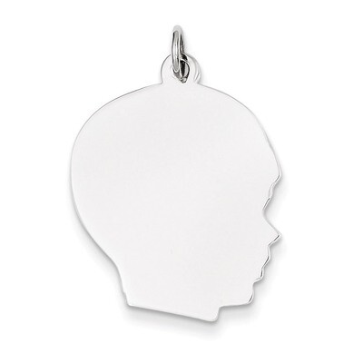 Plain Large Facing Right Engravable Boy Charm 14k White Gold XWM65/18, MPN: XWM65/18, 883957422992