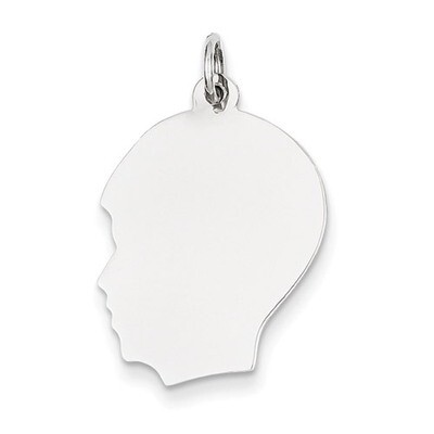 Plain Medium Facing Left Engravable Boy Charm 14k White Gold XWM61/27, MPN: XWM61/27, 883957422954