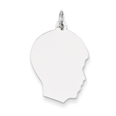 Plain Medium Facing Right Engravable Boy Charm 14k White Gold XWM59/35, MPN: XWM59/35, 883957558639