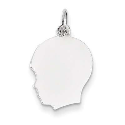 Plain Medium Facing Left Engravable Boy Charm 14k White Gold XWM55/35, MPN: XWM55/35, 883957384214