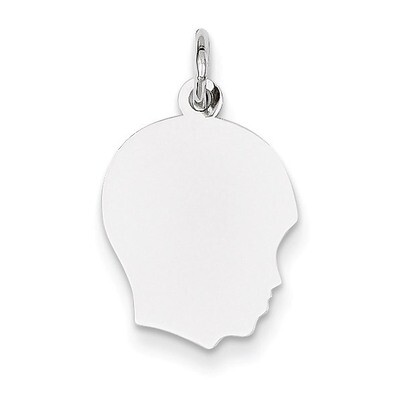 Plain Medium Facing Right Engravable Boy Charm 14k White Gold XWM53/18, MPN: XWM53/18, 883957422749