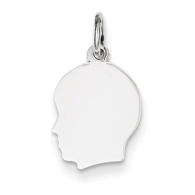 Plain Small Facing Left Engravable Boy Charm 14k White Gold XWM49/18, MPN: XWM49/18, 883957451152