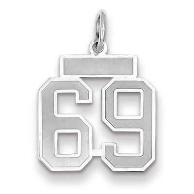 Number 69 Charm Small Satin 14k white Gold WSS69, MPN: WSS69, 883957072289