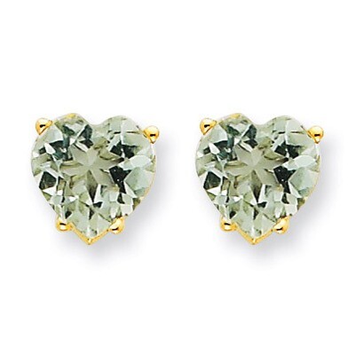 7mm Heart Green Quartz Earrings 14k Gold XE99CG, MPN: XE99CG, 883957110974