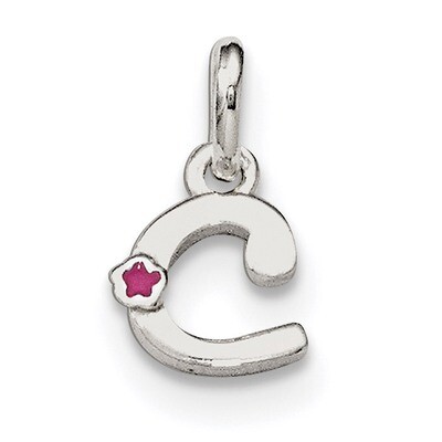 Letter C with Enamel Pendant Sterling Silver QC7935C, MPN: QC7935C, 191101468179