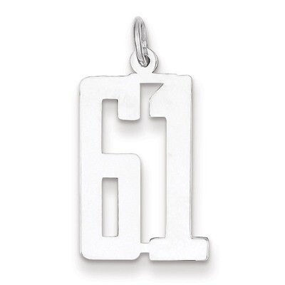 Charm Number 61 Elongated Pol Sterling Silver Small QES61, MPN: QES61, 191101190438