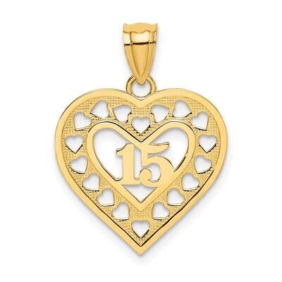 15 In Cut-Out Heart Charm 14k Gold K8851, MPN: K8851, 637218025596