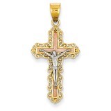 Diamond-cut Crucifix Pendant 14k Tri-Color Gold D3644, MPN: D3644, 883957430676