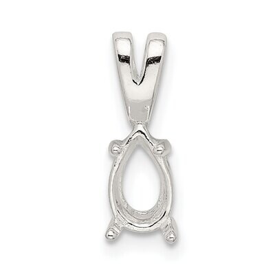 Pear 4-Prong 5 x 3mm Fixed Bail Pendant Setting Sterling Silver SS3263, MPN: SS3263,
