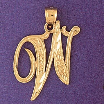 Dazzlers Jewelry Initial W Pendant Necklace Charm Bracelet in Yellow, White or Rose Gold 9566w, MPN…