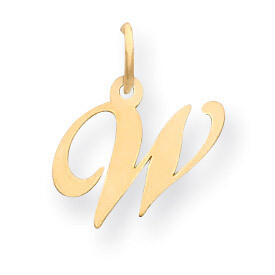 Initial W Charm 14K Gold Small Fancy Script YC650W, MPN: YC650W, 886774136677