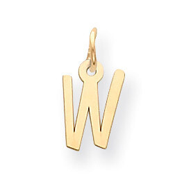 Initial W Charm 14k Gold Small Slanted Block YC644W, MPN: YC644W, 886774136455
