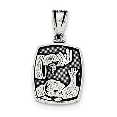 Baptism Pendant Sterling Silver Antiqued QC8435, MPN: QC8435, 191101363252