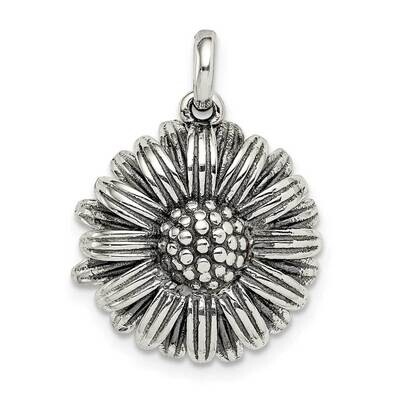 Sunflower Pendant Sterling Silver Antiqued QC9534, MPN: QC9534,