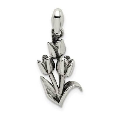 Tulip Pendant Sterling Silver Antiqued QC9532, MPN: QC9532,