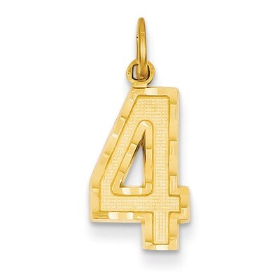Casted Medium Diamond Cut Number 4 Charm 14k Gold MN04, MPN: MN04, 886774102955