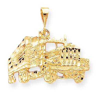 Solid Diamond-cut Semi with Trailer Charm 10k Gold 10C755, MPN: 10C755, 883957344751