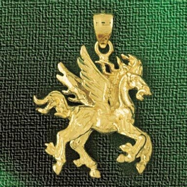 Dazzlers Jewelry Pegasus Horse Pendant Necklace Charm Bracelet in Yellow, White or Rose Gold 1869, …
