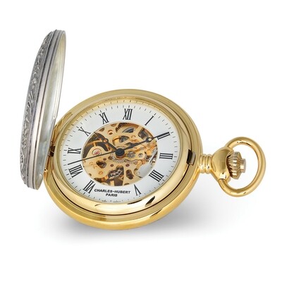 Charles Hubert 2-tone Pegasus Hunter Case Skeleton Dial Pocket Watch  XWA6156, MPN: XWA6156, 848870…