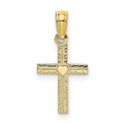 Mini Cross with Heart Charm 10k Gold Polished 10K8367, MPN: 10K8367,
