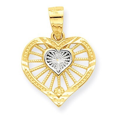 Heart with Cross Charm 10K Gold &amp; Rhodium 10C935, MPN: 10C935, 886774022185