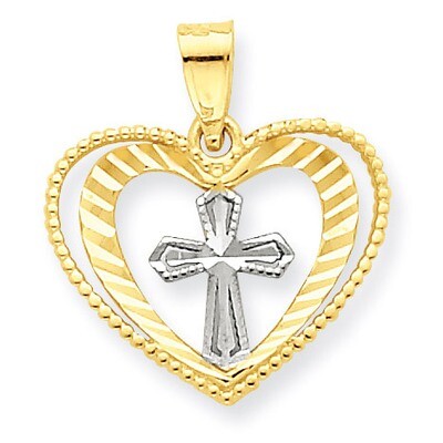Heart with Cross Charm 10K Gold &amp; Rhodium 10C936, MPN: 10C936, 886774022192