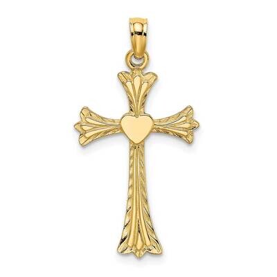 Cross with Heart Charm 14k Gold Polished &amp; Engraved K8334, MPN: K8334, 637218015900