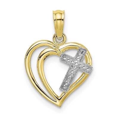 Cross In Heart Charm 10k Gold with Rhodium 10K9181, MPN: 10K9181, 63721815445