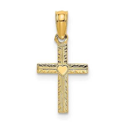 Mini Cross with Heart Charm 14k Gold Polished K8367, MPN: K8367, 637218016365