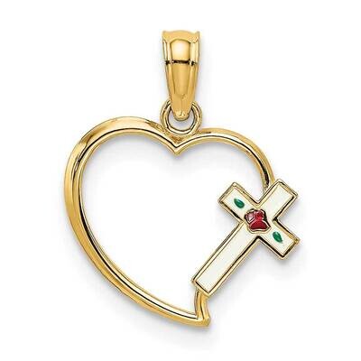 Cross Heart Charm 14k Gold Enamel K7069, MPN: K7069, 637218159611