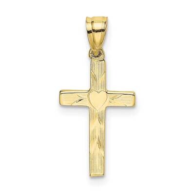 Engraved Cross with Heart Center Charm 10k Gold Polished 10K8374, MPN: 10K8374,