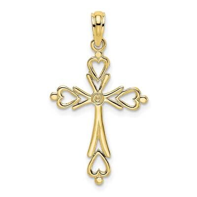 Cross Cut-Out with Heart Ends Charm 10k Gold 10K8489, MPN: 10K8489,