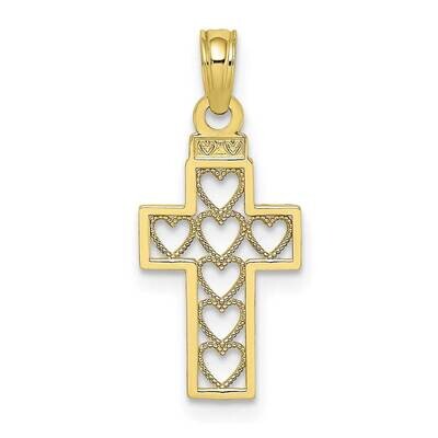 Cut-Out Heart Design Cross Charm 10k Gold 10K8601, MPN: 10K8601,