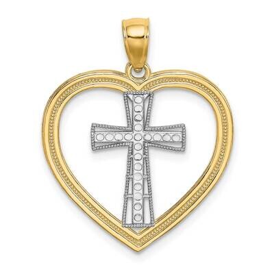 Heart with White Cross In Center Charm 14k Gold K9494, MPN: K9494, 63721814066