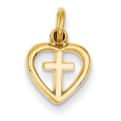 Cross in Heart Charm 14k Gold C1947, MPN: C1947, 883957247755