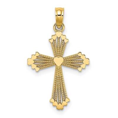 Stripes Cross with Heart Charm 14k Gold Cut-out K8513, MPN: K8513, 637218180202