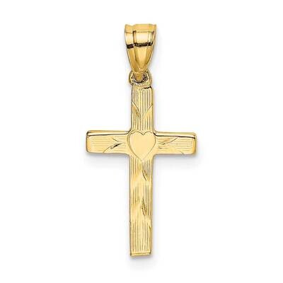 Cross with Heart Center Charm 14k Gold Polished &amp; Engraved K8374, MPN: K8374, 637218016464