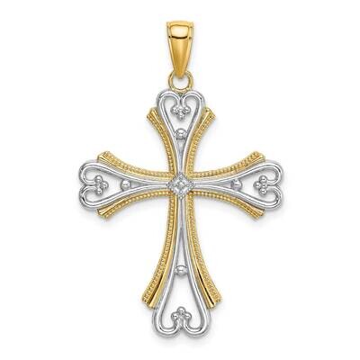 Beaded Heart Cross Charm 14k Gold Rhodium K9369, MPN: K9369, 63721815018
