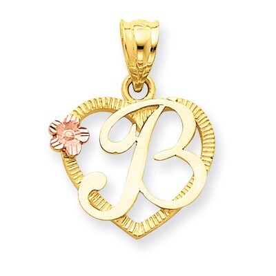 Initial B in Heart Charm 14k Two-Tone Gold D898B, MPN: D898B, 883957130354