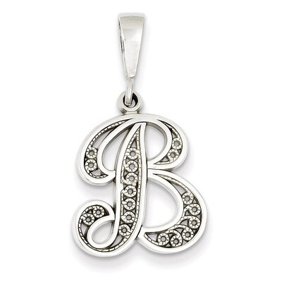 Filigree Initial B Pendant 14k White Gold Solid Polished D1281B, MPN: D1281B, 883957862682